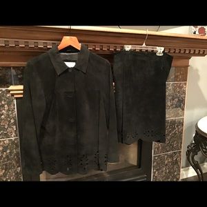 Suede two piece suit